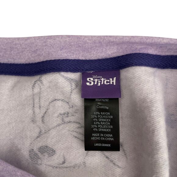 Disney Stitch Purple Fleece Long Sleeve Sleep Shirt Top Crew Printed NWT - Picture 7 of 8